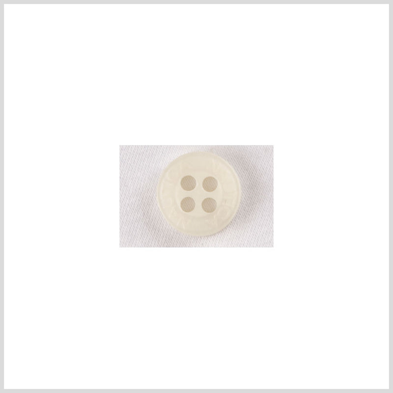 Plastic 4-Hole Button - 16L/10mm - Ivory Brand Logo Rim