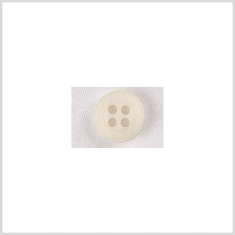 Plastic 4-Hole Button - 16L/10mm - Ivory Brand Logo Rim