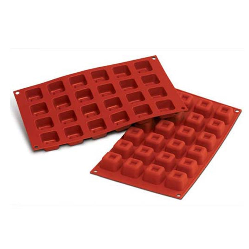 Silikomart Flexible Silicone Bakeware Square Savarin Mold 0.54 Oz, 1.37" x 1.37" x 0.84" High, 24 Cavities
