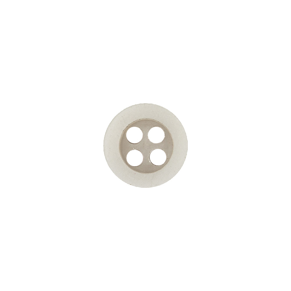 Plastic 4-Hole Button - 18L/11.5mm - Ivory and Beige Flat Rim