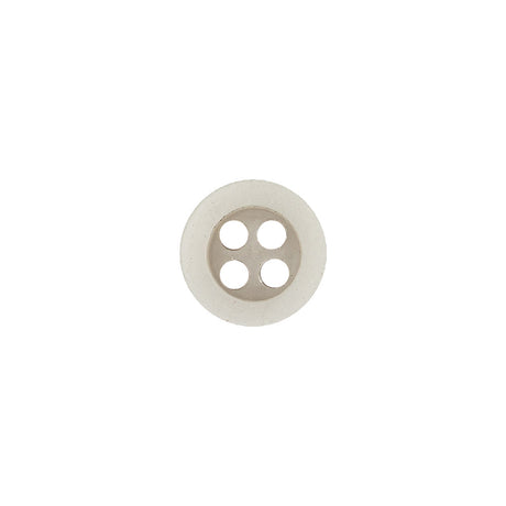 Plastic 4-Hole Button - 18L/11.5mm - Ivory and Beige Flat Rim