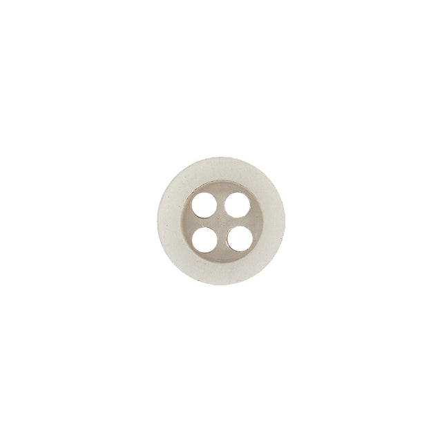 Plastic 4-Hole Button - 18L/11.5mm - Ivory and Beige Flat Rim