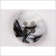 Plastic 4-Hole Button - 44L/28mm - Black and White Smokey Swirls