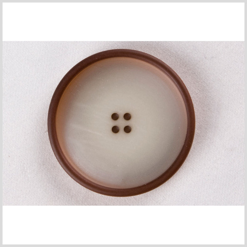 White Brown Plastic Button - 54L/34mm