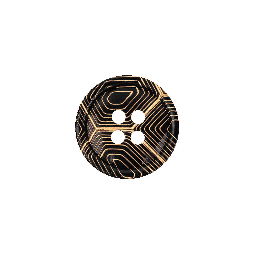 Gold and Black Narrow Rim 4-Hole Blazer Button - 25L/16mm