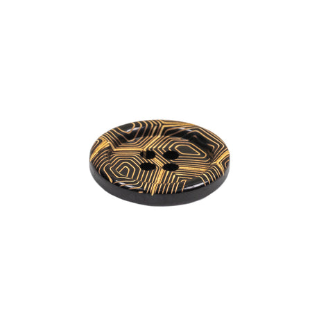 Gold and Black Narrow Rim 4-Hole Blazer Button - 30L/19mm