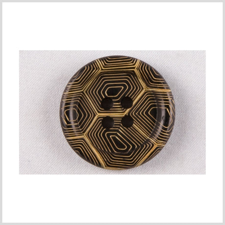 Gold and Black Narrow Rim 4-Hole Blazer Button - 34L/21.5mm