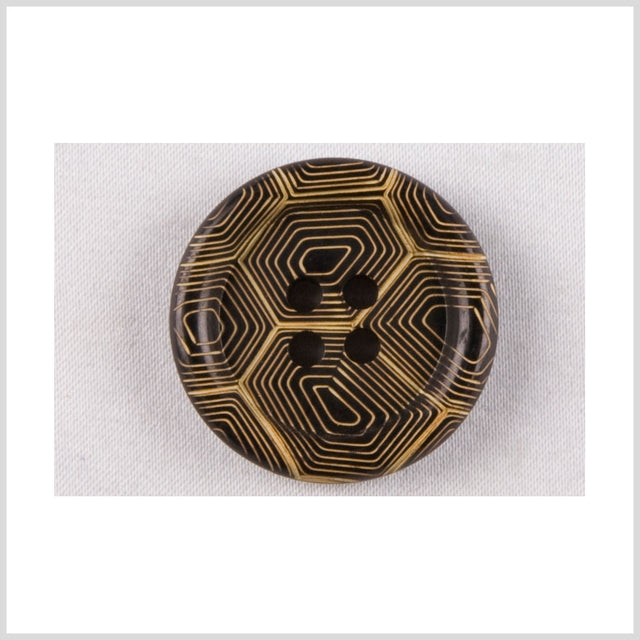 Gold and Black Narrow Rim 4-Hole Blazer Button - 34L/21.5mm