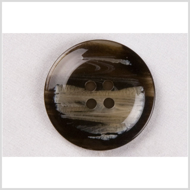Plastic 4-Hole Button - 36L/23mm - Coffee Brown and Cream Striations