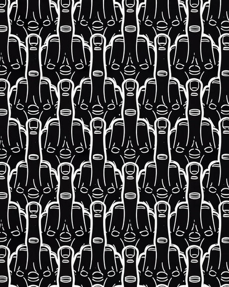 Printed Nylon Spandex Black & White Middle Finger