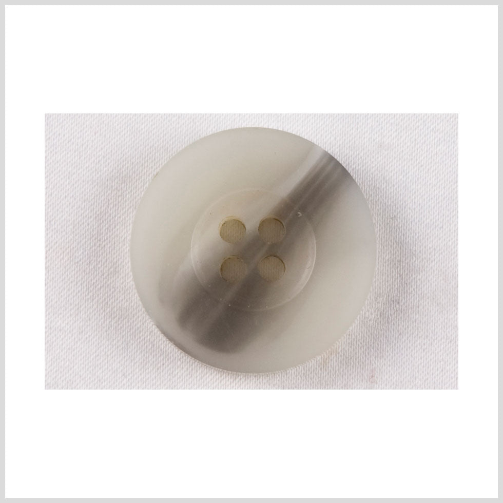 Plastic 4-Hole Button - 24L/15mm - Off White and Gray Brown Streaked Wide Rim