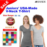 Bayside® Juniors' USA-Made V-Neck T-Shirt
