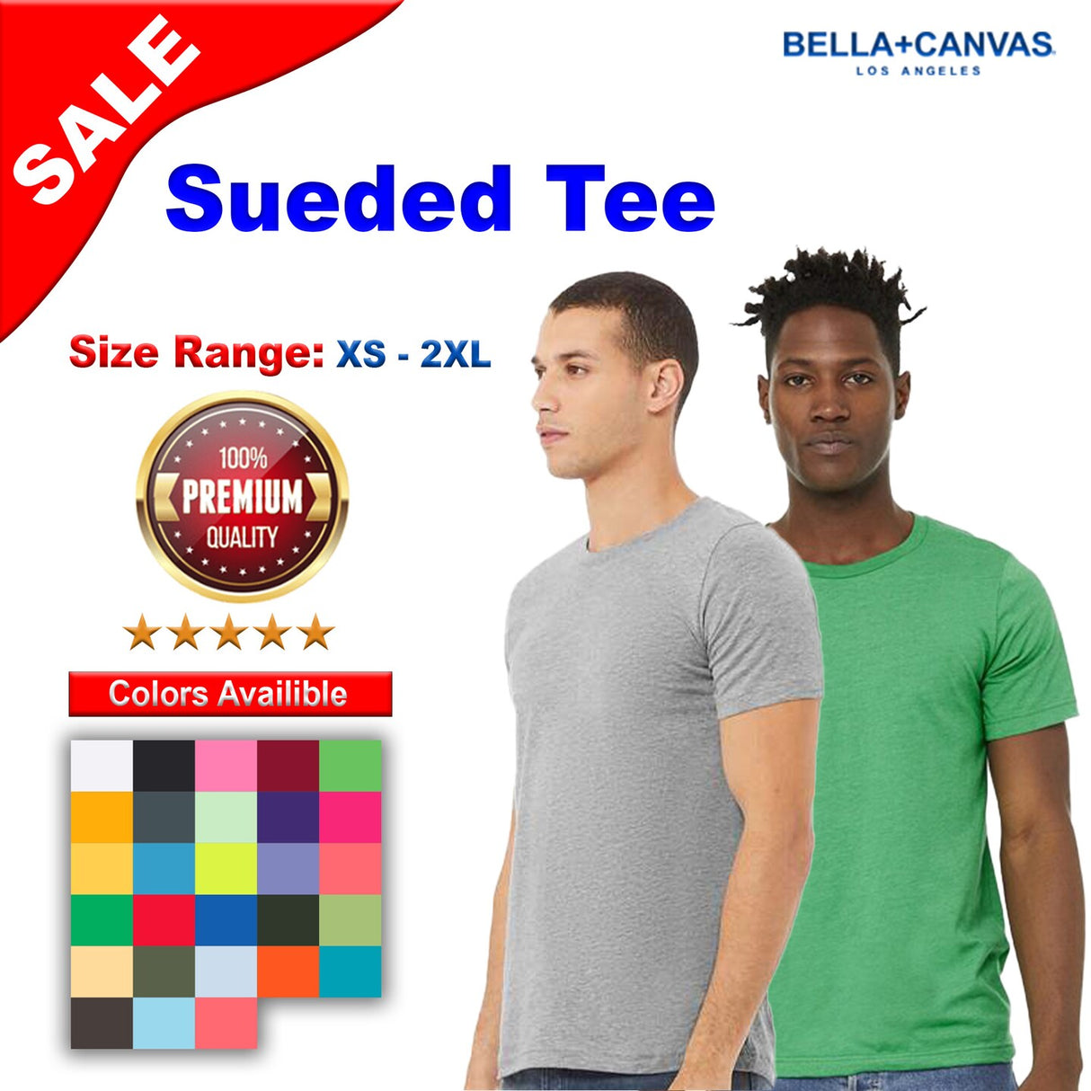 BELLA + CANVAS® Unisex Sueded Crew Neck Short Sleeve Tee