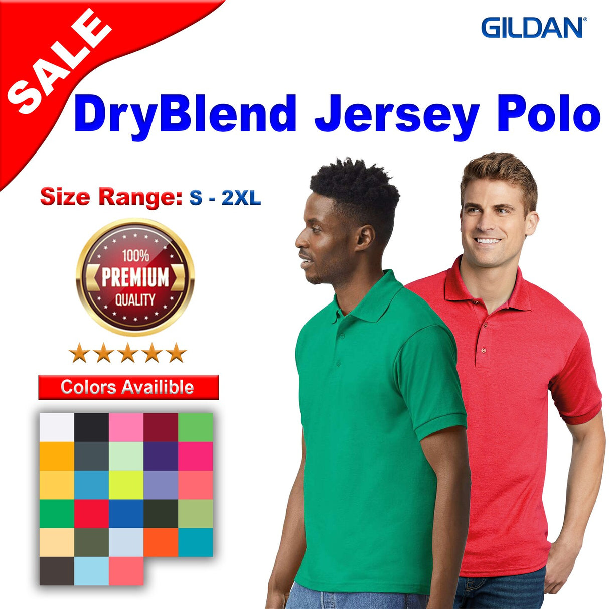 Gildan® DryBlend Short Sleeve Jersey Polo