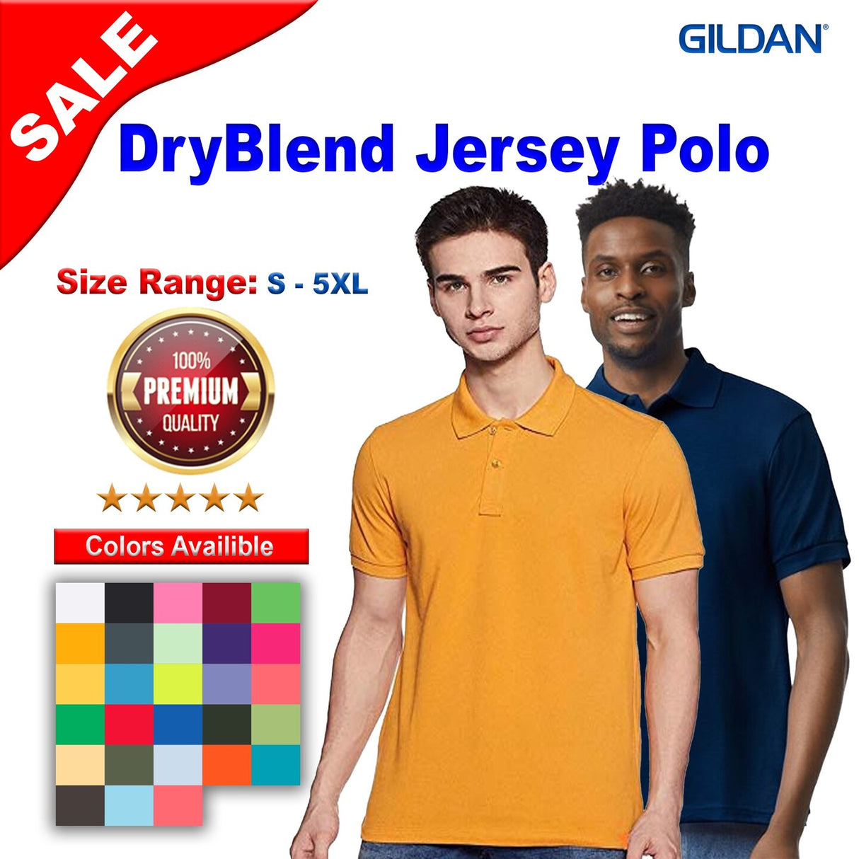 Gildan® DryBlend Jersey Collared Neck Short Sleeve Polo