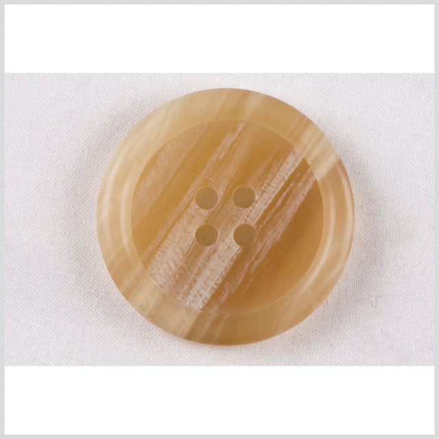 Plastic 4-Hole Button - 40L/25.5mm - Golden Tan and White Striations
