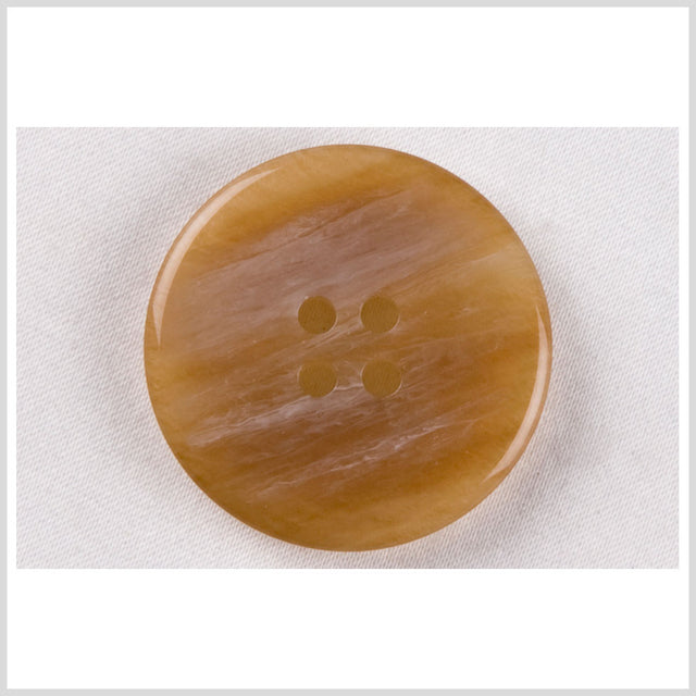 Plastic 4-Hole Button - 44L/28mm - Toffee Beige and White Streaks