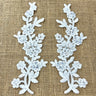Beaded Corded Floral Lace Applique 100% Polyester Net Mesh