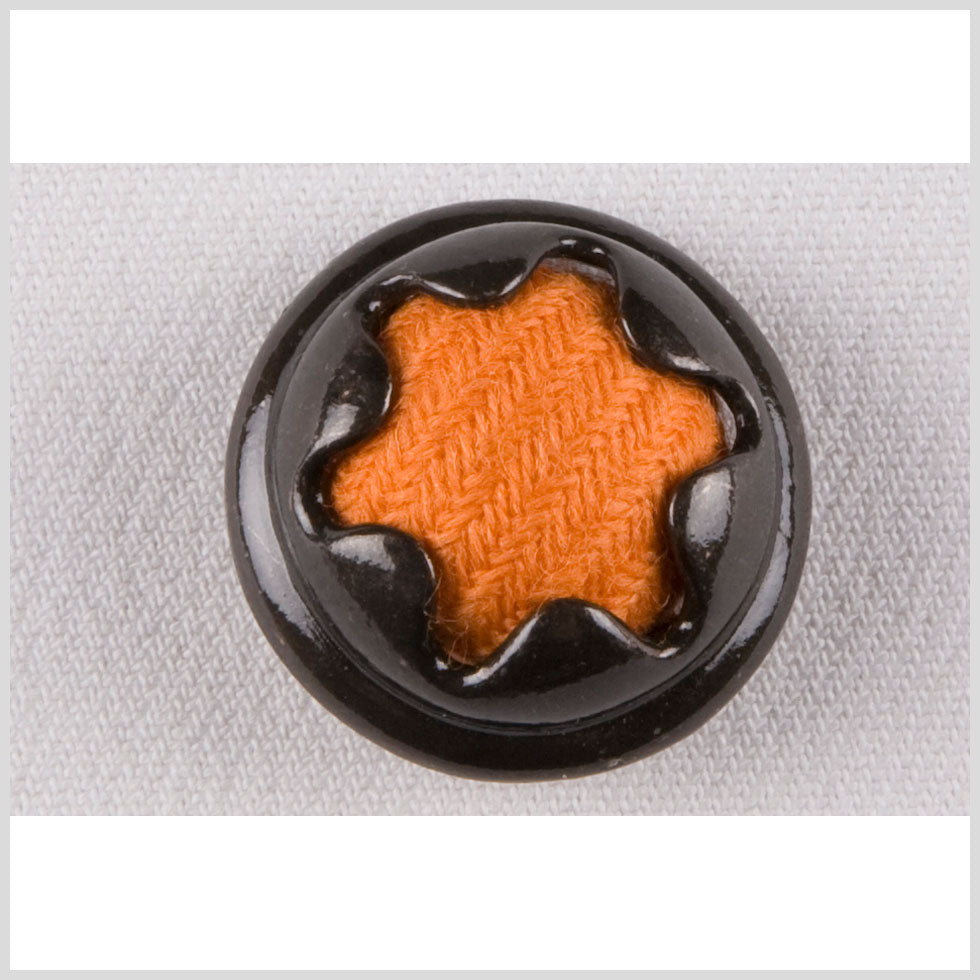 Brass and Orange Fabric Covered Metal Button - 45L/29mm