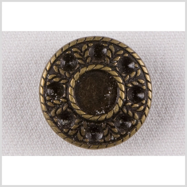 Metal Shank Back Button - 36L/23mm - Antique Brass Leaves and Ropes