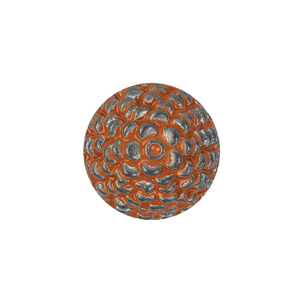 Silver and Orange Metal Acorn-Top Shank Back Coat Button - 30L/19mm