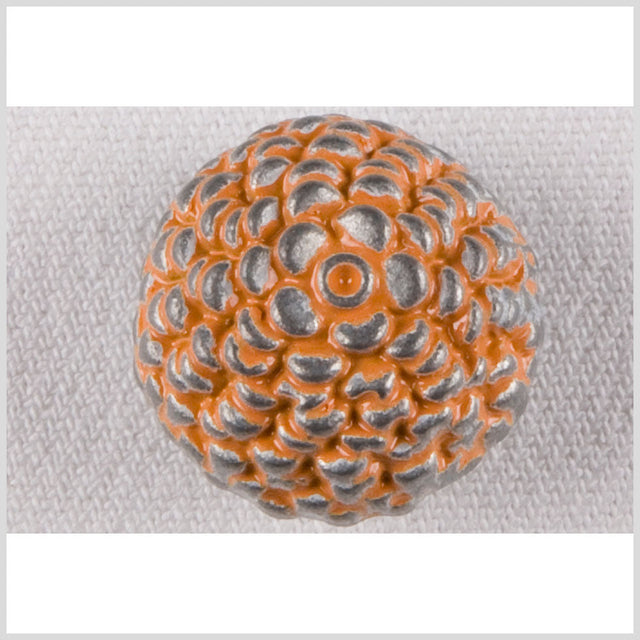 Silver and Orange Metal Acorn-Top Coat Button - 36L/23mm