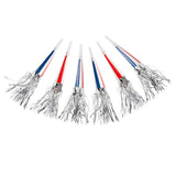 7 1/2" Patriotic Red, White & Blue Fringe Horn with Silver Fringe 12 Pc.