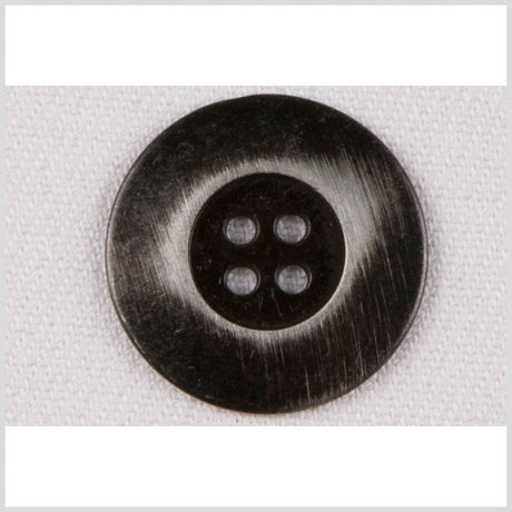 Metal 4-Hole Button - 40L/25.5mm - Gunmetal Flat Rim with Distressed Streaks