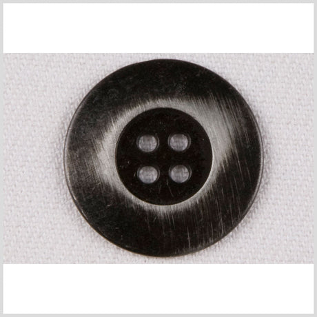 Metal 4-Hole Button - 24L/15mm - Gunmetal Flat Rim with Distressed Streaks