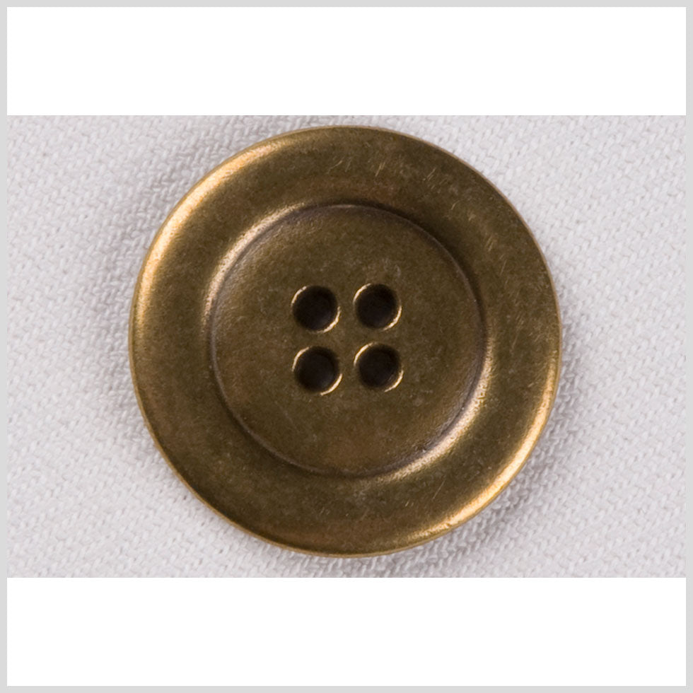 Metal 4-Hole Coat Button - 44L/28mm - Brass Raised Center