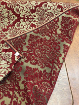 Cleopatra Chenille Upholstery Fabric - Ruby Red Gold Damask Print, 56" Width (1 Yard)