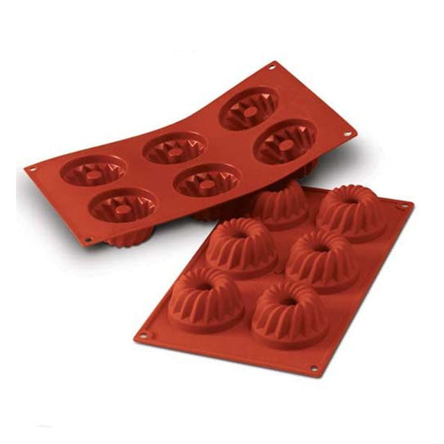 Silikomart Silicone Bakeware Kugelhopf 2.7 Oz, 2.76" Dia x 1.42", 6 Cavities
