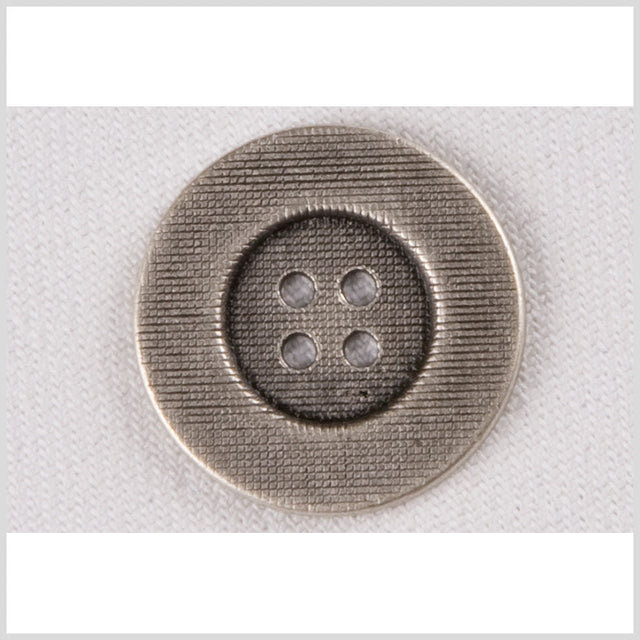 Silver Metal Coat Button with Grided Texture - 40L/25.5mm