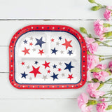 8 Count Patriotic Party Star Paper Dinner Plates with Compartments Red White Blue 8x9.5"