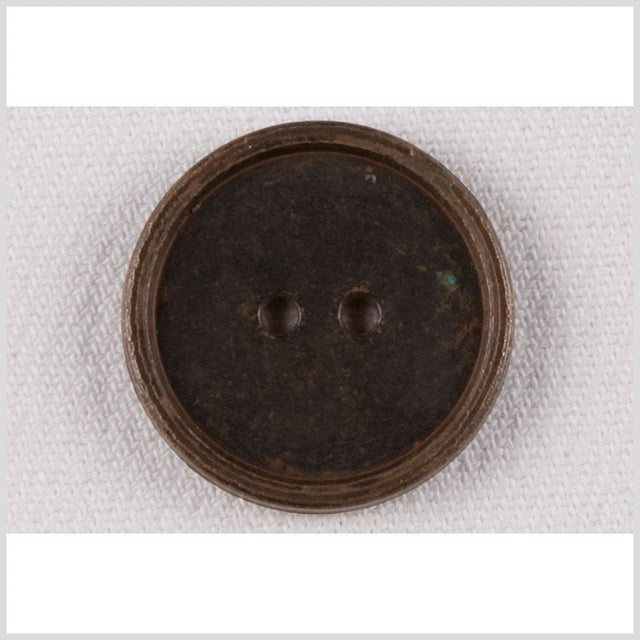 Metal 2-Hole Button - 36L/23mm - Antique Brass Ribbed Rim