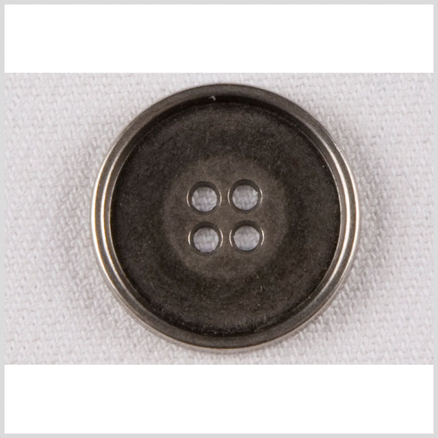 Metal 4-Hole Button - 36L/23mm - Antiqued Gunmetal Rolled Rim