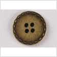 Metal 4-Hole Button - 32L/20mm - Yellow Brass Stitches Embossed Rim