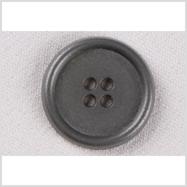 Metal 4-Hole Button - 36L/23mm - Gray Rolled Rim
