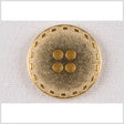 Metal 4-Hole Button - 32L/20mm - Gold Flat with Stitched Border