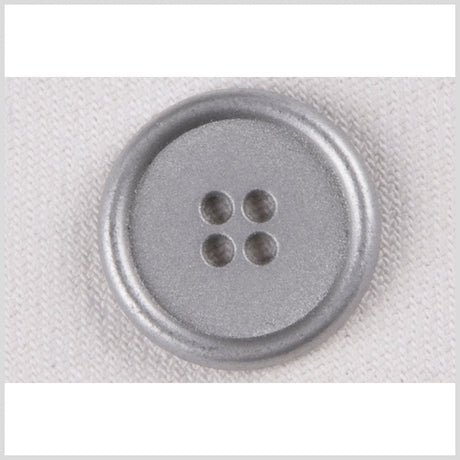 Silver 4-Hole Metal Coat Button with Rounded Rim - 36L/23mm