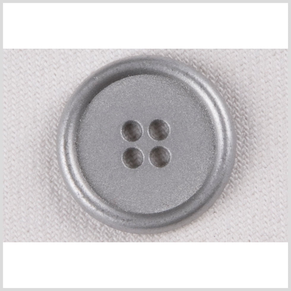 Silver 4-Hole Metal Coat Button with Rounded Rim - 32L/20mm