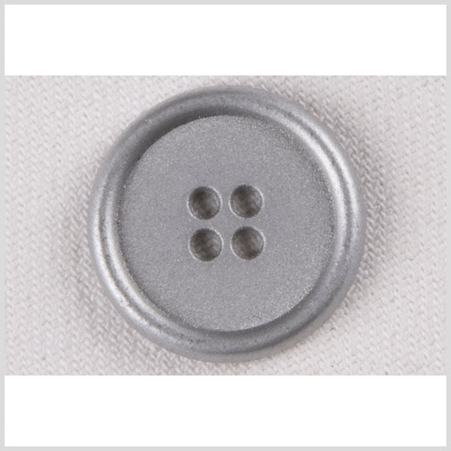 Silver 4-Hole Metal Coat Button with Rounded Rim - 32L/20mm
