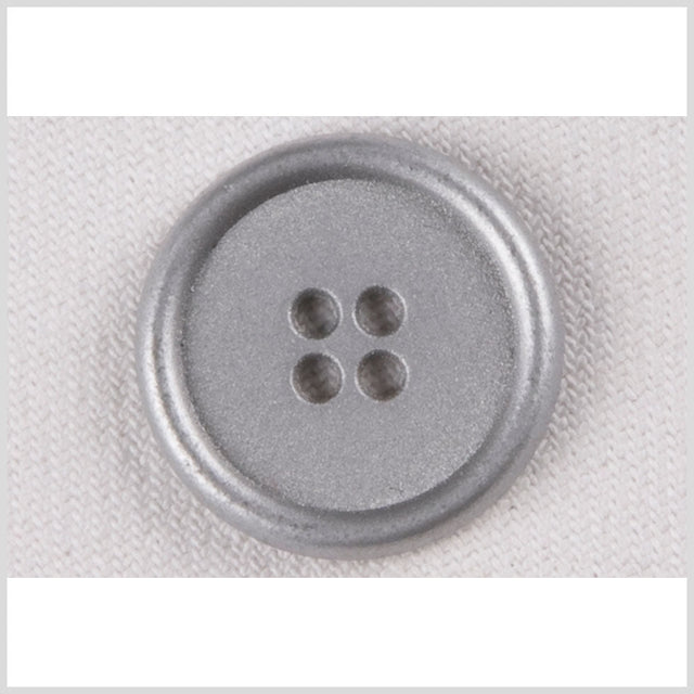 Silver 4-Hole Metal Coat Button with Rounded Rim - 24L/15mm