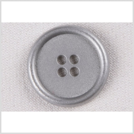 Silver 4-Hole Metal Coat Button with Rounded Rim - 18L/11.5mm