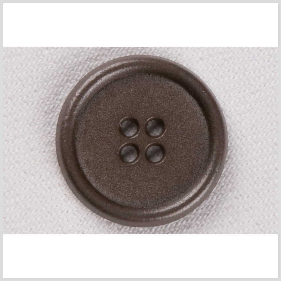 Metal 4-Hole Button - 24L/15mm - Antique Gray Rolled Rim