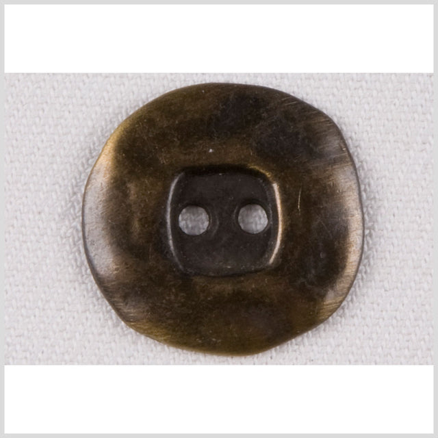 Organic Square Metal 2-Hole Button - 28L/18mm - Antiqued Brass Wide Flat Rim with Square Center