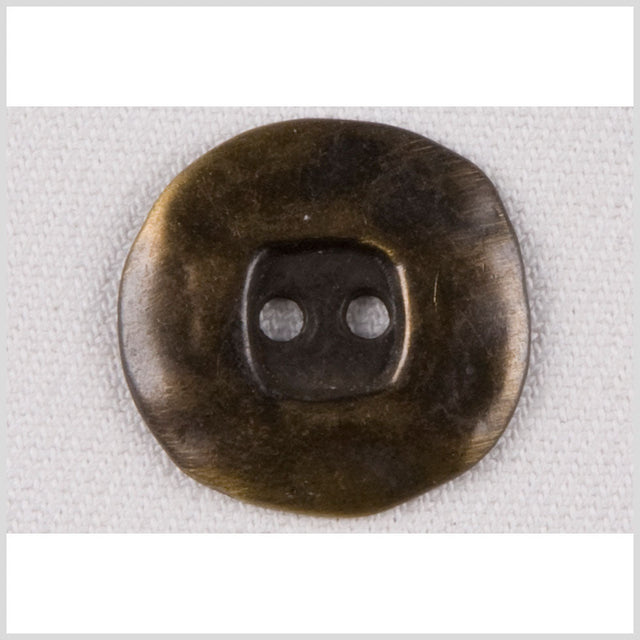 Organic Square Metal 2-Hole Button - 32L/20mm - Antiqued Brass Wide Flat Rim with Square Center