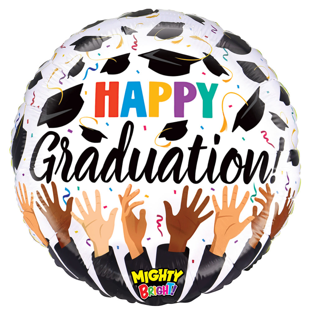 Graduation Foil Balloon Tossed Caps