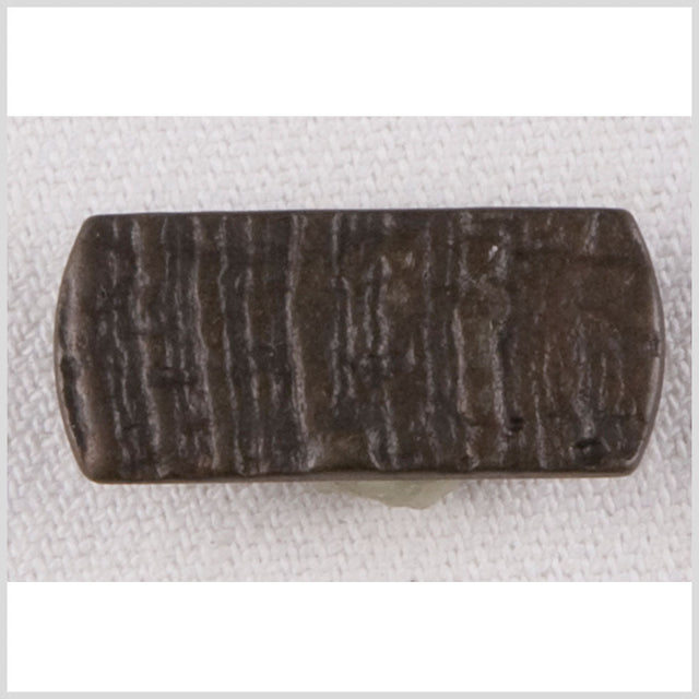 Long Rectangle Metal Shank Back Button - 40L/25.5mm - Dark Brass Engraved Ridges