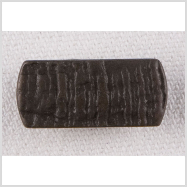 Long Rectangle Metal Shank Back Button - 32L/20mm - Dark Brass Engraved Ridges